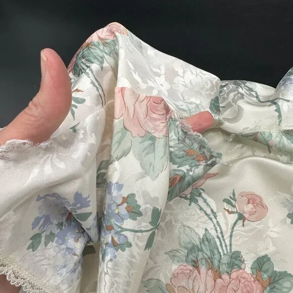 Vintage Nightgown Robe Set 1980s Dreamtime USA Floral Lace Trim Pastel Med? READ - Picture 7 of 10